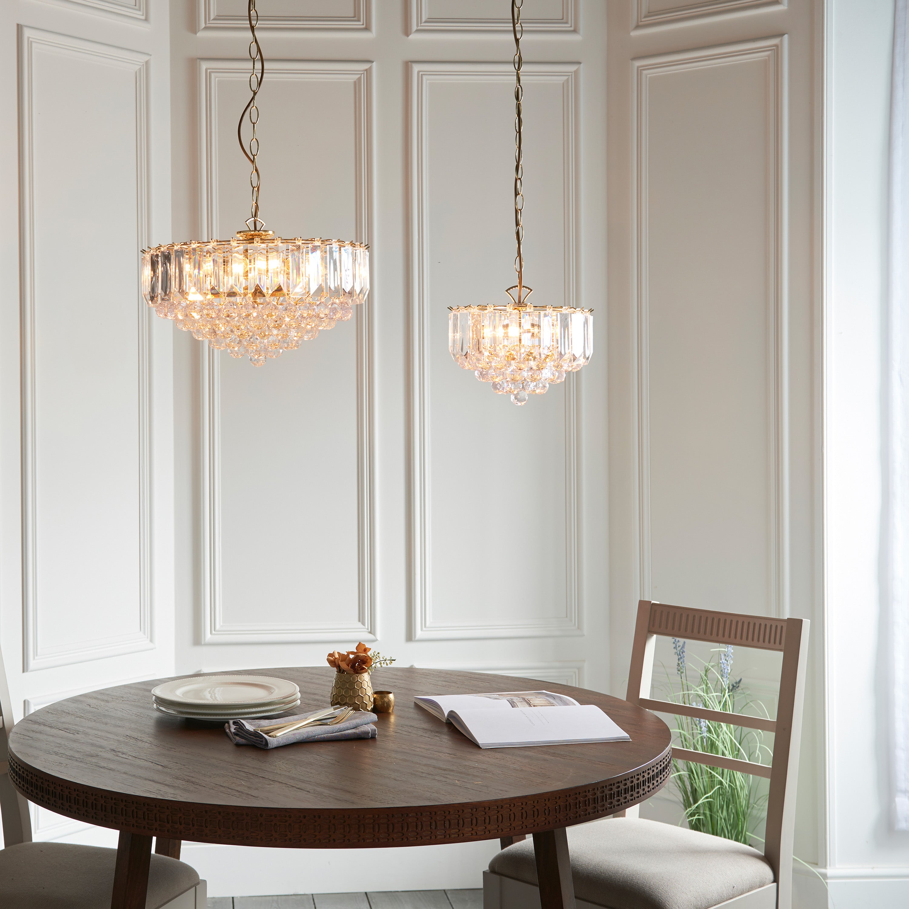 Maybel Chrome & Crystal Pendant Light Medium